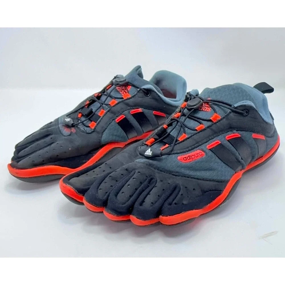 Adidas Adipure Trainer FiveFingers Shoes Mens 9 Black Gray Red Toe Running